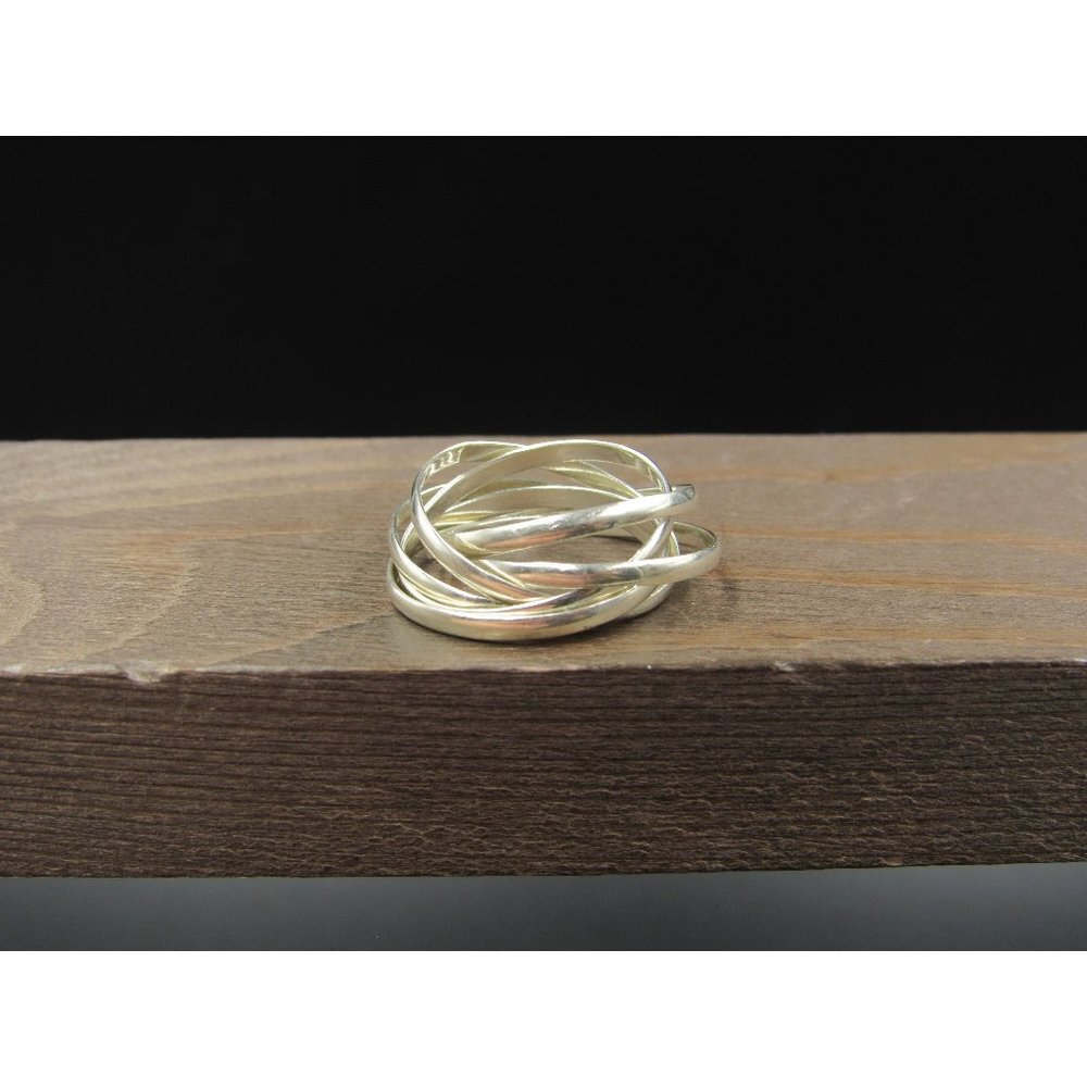 Size 7.5 Sterling Silver Six Band Ring Vintage Statement Engagement Wedding